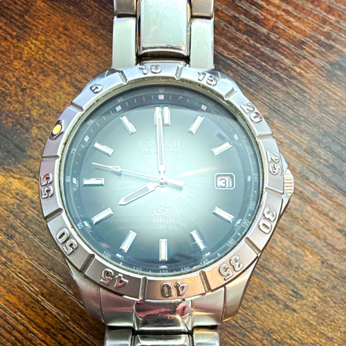 Fossil blue quartz 41mm - blue,